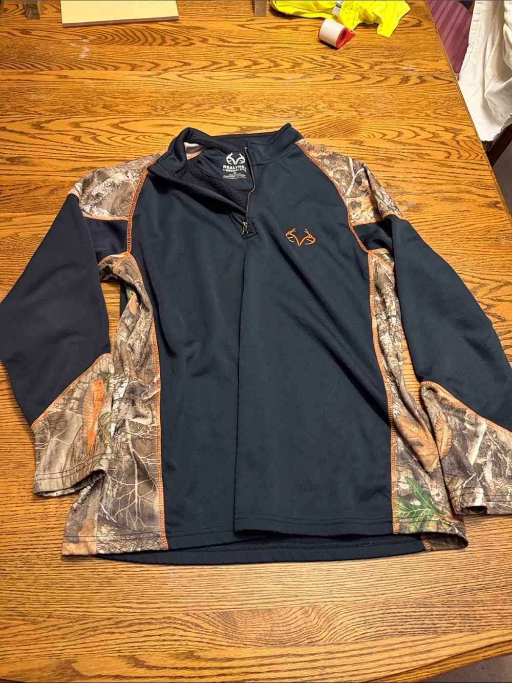 Realtree buckhorn river Black & Camo 1/4 Zip Performance Jacket XL rn120422